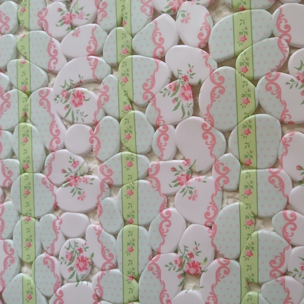 Listing For STEVE - 2 Kitchen Sink Mats-Coquette Pink Pastel Floral Non-Slip NWT - Picture 8 of 10
